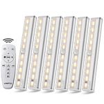 LDOPTO Under Cupboard Lights with Remote Dimmable Battery Operated LED Lights Stick-on Battery Powered LED Lighting with Touch Switch Timer for Bedroom Cabinet Kitchen, Multiple Colors 6 Pack