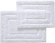 SENSES by Riba Cotton Bathmat | Bathroom Rug | Thick,Super Soft, Quick Dry | Non-Skid with SBE/Hot Melt Spray Backing | 2800 GSM - Solid, Set, 2 pc (20" x 30" and 17"x24") - White