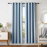 Amazon Basics Room Darkening Blackout Window Curtains with Grommets - 132 x 214 cm, Light Blue, 2 Panels