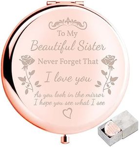 boutikpro Sister Gifts Compact Mirror, to My Beautiful Sister Gorgeous Rose Gold Compact Mirror Unique Friend Gift Mirror for Women Girls Sisters for Women BFF