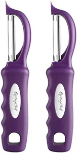 Spring Chef Premium Purple Swivel Vegetable Peeler Set of 2, Stainless Steel Potato Peeler for Kitchen with Soft Grip Handle, Apple Peeler With Sharp Blades - Perfect for Veggie, Fruit, Carrot, Mango