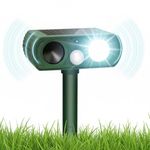 Ultrasonic Cat Repellent for Gardens UK, Solar Cat Deterrents for Gardens UK, Fox Deterrents with IP65 Waterproof, PIR Motion Sensor, LED Flash, Fox repellent Cat Scarers for Yard -Light Green
