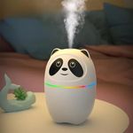 Kliffoo Cool Mist Humidifier for Room Moisture,Usb Ultrasonic air Humidifier with 7 Color Night Lights,Aroma Essential Oil Diffuser for Home,Car,Bedroom & Office,2 Mist Modes(250ML) (Panda Humidifier)