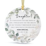 Daughter Ornaments Gift from Parents 2024 ,Christmas Ornament for Daughter Forever Pendant from Mom Dad,Best Daughter Ever Gift Ceramic Xmas Tree Decorations with Gift Box