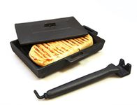 Cast Iron Panini Sandwich Press Nonstick Coating Ribbed Maker Woodburner