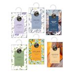 Soul & Scents Fragrance Sachet|Sandalwood, Lavender, Fresh Linen, Citrus Dream, Jasmine, Thousand Petals - Versatile Air Freshener for Car, Wardrobe, Kitchen, and Travel Bag|Pack of 6-20gm Each