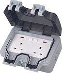 Electrical Double Weatherproof Outdoor Switched Power Socket, IP66 Rated, 13 Amp WPS213