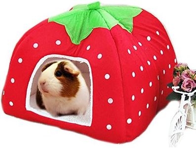 FLAdorepet Rabbit Guinea Pig Hamster House Bed Cute Small Animal Pet Winter Warm Squirrel Hedgehog Chinchilla House Cage Nest Hamster Accessories (9" 9" 10", A-Red)