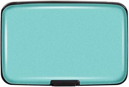 Coco Rossi RFID Blocking Credit Card Holder,Mini Aluminum Slim Hard Card Holders Metal Wallet for Men or Women, Mint Green, Small, Modern