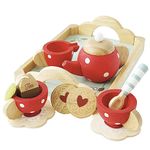 Le Toy Van - Childrens Wooden Honeybake Tea Set Pretend Play Teapot, Tray, Cups And Saucers | Afternoon Tea Role Play Toy