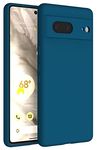 Kapa Matte Protective Lens Flexible Back Cover for Google Pixel 7, Slim Silicone with Soft Lining Shockproof Full Body Bumper Case (Blue)