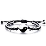 vicima Yin Yang Bracelets for Men and Women Adjustable Bracelet Cord BFF Bracelets, Stainless Steel, s