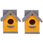 Cket Bird House for Balcony and Garden Hanging for Sparrow, Hummingbird, Kingfisher Bird Nest for Balcony Made with Water Resistant Wooden with Hanging and Wall Patch (Wooden-Yellow) (Pack of 2)