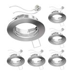 ledscom.de 6 Pieces Ceiling recessed Frame Fere recessed Frame matt Chrome (LED/halogen/MR16/50mm) incl. GU5.3 Socket