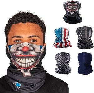 S A Company 5-Pack UV Face Shield | UV 30+ Multipurpose Neck Gaiter Balaclava for Adults (Male Prime)