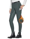 FitsT4 Sports Women's Winter Horse Riding Pants with Zipper Pockets Full Seat Riding Tights Fleece Lined Equestrian Breeches Grey XL