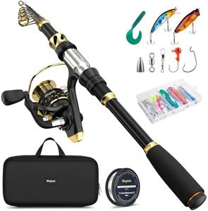 Fishing Rod and Reel Combo Telescopic Pole Set with Fishing Line, Fishing Lures Kit and Carrier Bag for Sea Saltwater Freshwater (A-Full Kit with Carrier Bag, 1.8M-5.91FT)