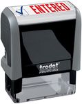 Trodat Stamp 4912 Office Printy with English Text Entered – Self Inking, Red and Blue Ink, Impression Size 3/4" x 1-7/8"