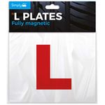 Simply TL1000 Pack of 2, Fully Magnetic Car L-Plates, Twin Pack for Learning Drivers, Easy to Attach & Remove, Strong Magnetic Backs for Vehicles , Red