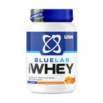 USN Blue Lab Whey Protein Powder, Caramel Popcorn Flavour - 2kg, Premium Whey Isolate Protein Dietary Supplement, Post Workout Lean Muscle Growth BCAA Amino Acids Powder, Protein Shake Drink Mix