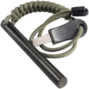hiSpkNix 4 Inch Ferrocerium Flint Fire Starter with Paracord Lanyard, Survival Fire Steel Rod Kit Includes Striker, 4" L x 3/8" D