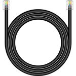 NECABLES CAT5 / CAT5e RJ11 Data Cable 10ft DSL Cable DSL Modem Cable Twisted Wire Round Cable UTP RJ11 6P4C Male to Male Black - 10 Feet