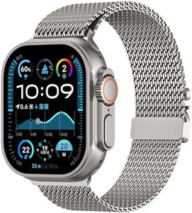 Milanese Mesh Loop Compatible for Apple Watch Band 49mm 46mm 45mm 44mm Men Women, Breathable Replacement Band with Adjustable Parachute-style Buckle for iWatch Ultra 2/Ultra/SE/Series 10/9/8/7/6/5/4