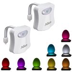 Ailun Toilet Night Light 2Pack Motion Activated LED Light 8 Colors Changing Toilet Bowl Nightlight for Bathroom Battery Not Included Perfect Decorating Combination Along with Water Faucet Light