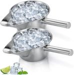Tlence 2 Pack 55 OZ Stainless Steel Utility Scoops, Metal Flat Bottom Ice Scoop, Large Multipurpose Kitchen Food Serving Scooper for Flour Popcorn Coffee Bean, Right Hand, Dishwasher Safe, 1.72 Quart