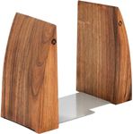 TILISMA Book Ends for Shelves - Handmade Wooden Bookends with Metal Base, Walnut Tree - Sturdy Book Holders for Heavy Books - Fancy Modern Decorative Book Accessories to Hold Books Firmly on Bookshelf