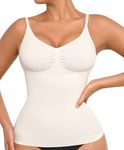 FeelinGirl Womens Shapewear Tummy Control Summer Tops Compression Camisole Tank Tops Plus Size Ruched Cami White XL