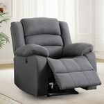 ANJ Electric Recliner Chair, Fabric Power Reclining Chair with Overstuffed Cushion and Back, Comfy Oversized Recliners for Living Room, Bedroom, Grey