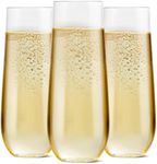 SUT 48 PCS Plastic Champagne Flutes, Champagne Flutes Disposable, Plastic Mimosa Glasses Disposable, Plastic Champagne Glasses, Stemless Champagne Flutes for Wedding Parties & Shower