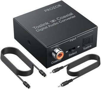 PROZOR 192K Bi-directional Coaxial Optical Converter, Optical SPDIF Toslink to Coaxial, or Coaxial to Optical SPDIF Toslink, Support DTS/Dolby-AC3, Bi-derectional Digital Splitter with Optical Cable