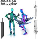 Starnearby T13 Action Figure, Assembly Completed 13CM 3D Printed Titan 13 Action Figure Dummy 13 with 5 Weapons & 6 Hands Sets, Kids' Play Action Figures for Collectors Desktop Decorations (2PCS D)