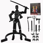 Creative Action Figure with Pose Stand,Building Toy Sets,3D Robot,Lucky Puppet Joints for Boys,Girls,Men,Women,Multi-Jointed Moveable Dummy Desk Decoration,Desktop Ornament for Game Lover (Black)