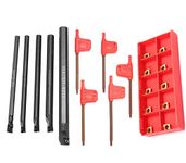 Maizoon CNC Tool Holders CLCR 6/7/8/10/12mm Lathe Boring Bar Set + 10pcs CCMT0602 Carbide Inserts + 5pcs Wrenches for Lathe Turning Tool DZ06