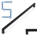 Koofizo Solid Square Bar Cabinet Handle - Black Furniture Pull, 10 Inch/256mm Screwhole Distance, Pack of 5 for Kitchen Cupboard Door, Bedroom Dresser Drawer, Bathroom Wardrobe Hardware
