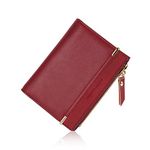 SUKUTU Ladies Purse, Women's Wallet PU Leather Wallet Small Bifold Womens Wallet Card Holder Zipper Coin Purse (Red)