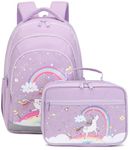 Abshoo Cute Kids Backpack For Girls Kindergarten Elementary Unicorn School Backpacks Set with Lunch Box, Unicorn Purple,