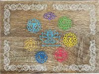 Aldomin® Handmade Wooden Box With Chakra Symbol for Crystal Charging, Crystal Storage,Jewellery Organizer Hand Carved Box 8” Inches