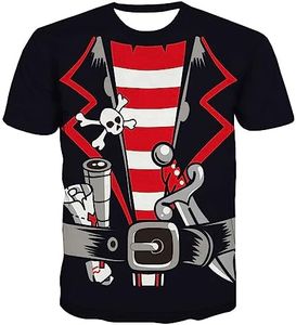 KYKU Men's Pirate Shirt Pirates Accessories Novelty Dress Up Tshirt, Black, 2XL