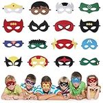 URAQT Superhero Masks, 16 Pcs Super Hero Costumes Toy Party Favors for Kids, Children Masks Dress Up Cosplay Mask, Boys & Girls Felt Eye Mask for Party Masquerade Birthdays Party Cosplay