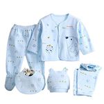 Gajaous Baby Boy Girl's 5PCS Newborn Cotton Grow Top Hat Pants PlaySuit Sets Outfit, Blue #1, 0-3 Months