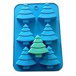 Allforhome 6 Christmas Tree Silicone Cake Baking Mold Cake Pan Handmade Soap Moulds Biscuit Chocolate Ice Cube Tray DIY Mold