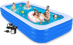 YUXI Inflatable Swimming Pool for Adults and Kids 10 Feet | Unisex Spa Summar Cool Family Bath Tub | Combo (Swimming Pool, Electric Air Pump, Repairing Patch, Product Manual)