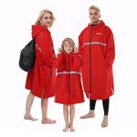 Owntop Changing Robe for Adults Kids, Windproof Waterproof Oversized Change Robe Coat with Plush-Lined Pockets & Hood for Beach Surf Swim Dog Walking - Red XL