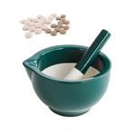 Ceramic Mortar and Pestle Pill Crusher Ceramic Grinding Bowl Manually Crushes Pills Taken by Adults, Seniors and Pets into a Fine Powder, Also Suitable for Spice Grinding