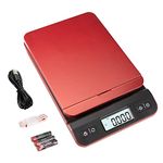 UNIWEIGH Postal Scales Digital 39kg/86lb, Parcel Shipping Scales, Mail Postage Weighing Scales with Hold Tare Function for office, Warehouse, Letter, Includes USB Cable, Tape Measure, Red.