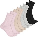 Bencailor 4 Pair Women Five Toe Socks Cotton Toe Socks Athletic Running Long Split Toe Women's Cotton Crew Ankle Socks(Black, Beige, Pink, Grey)